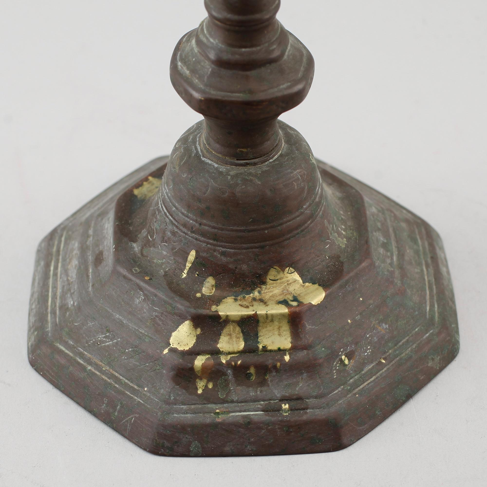 LJUSSTAKE, mässing, barock, 1700-tal.