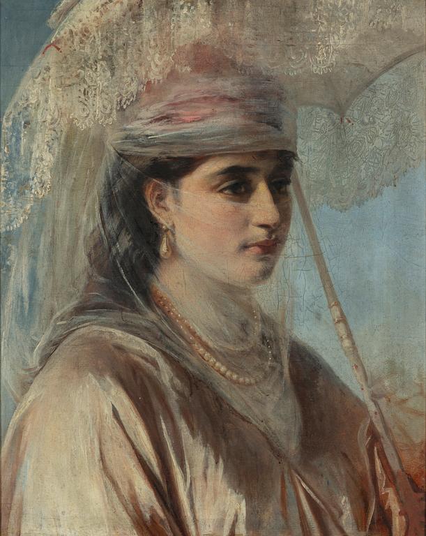 Okänd konstnär 1800-tal, Porträtt av en kvinna.