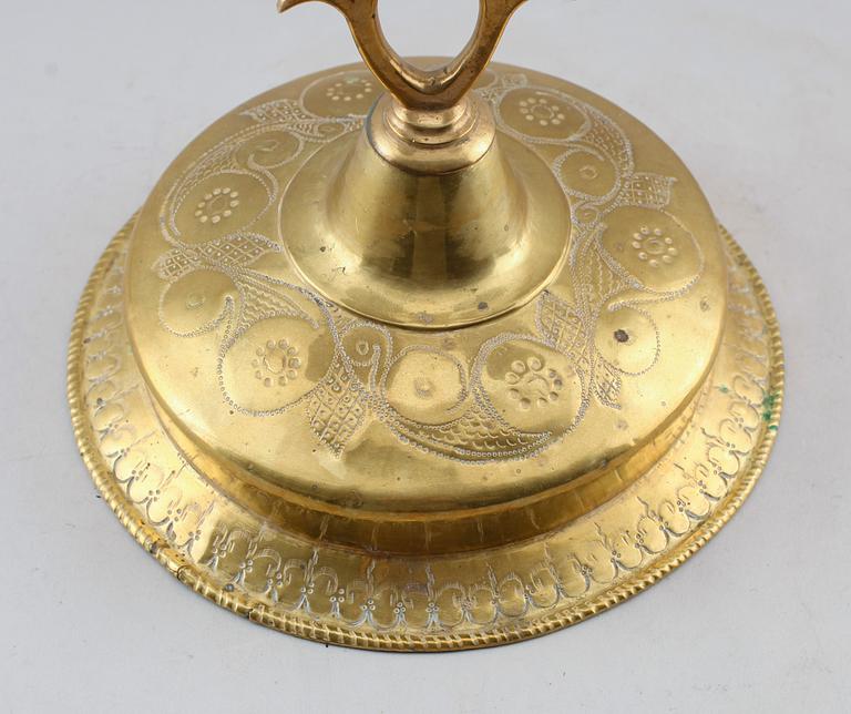 KANDELABER, mässing, barock, 1700-tal.