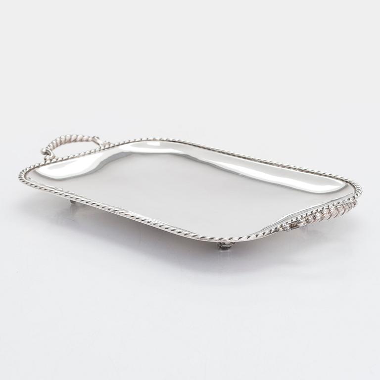 A Spanish silver tray , mid 20th century.