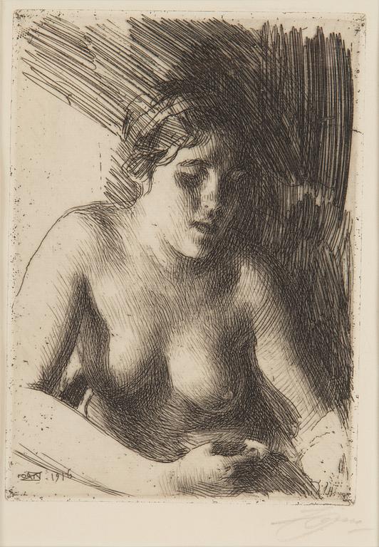 ANDERS ZORN, etching, 1916, signed in pencil.