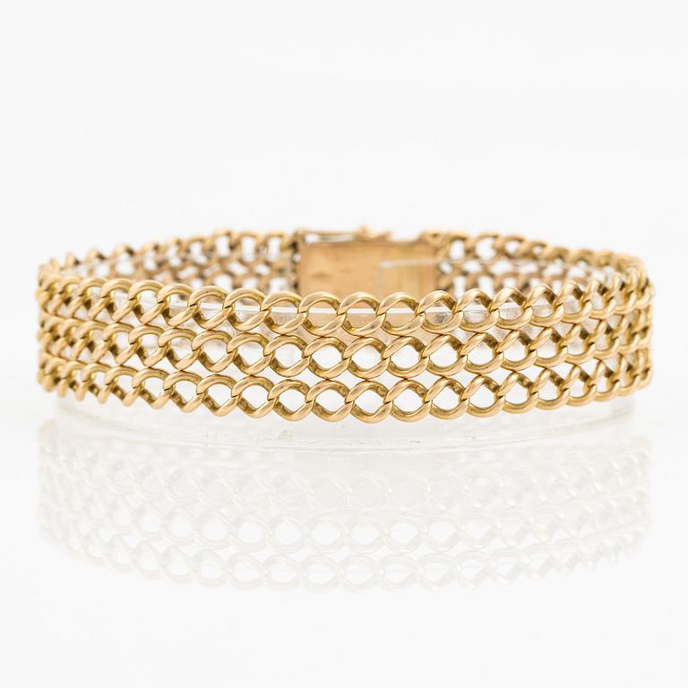 Armband, 18K guld, treradigt.