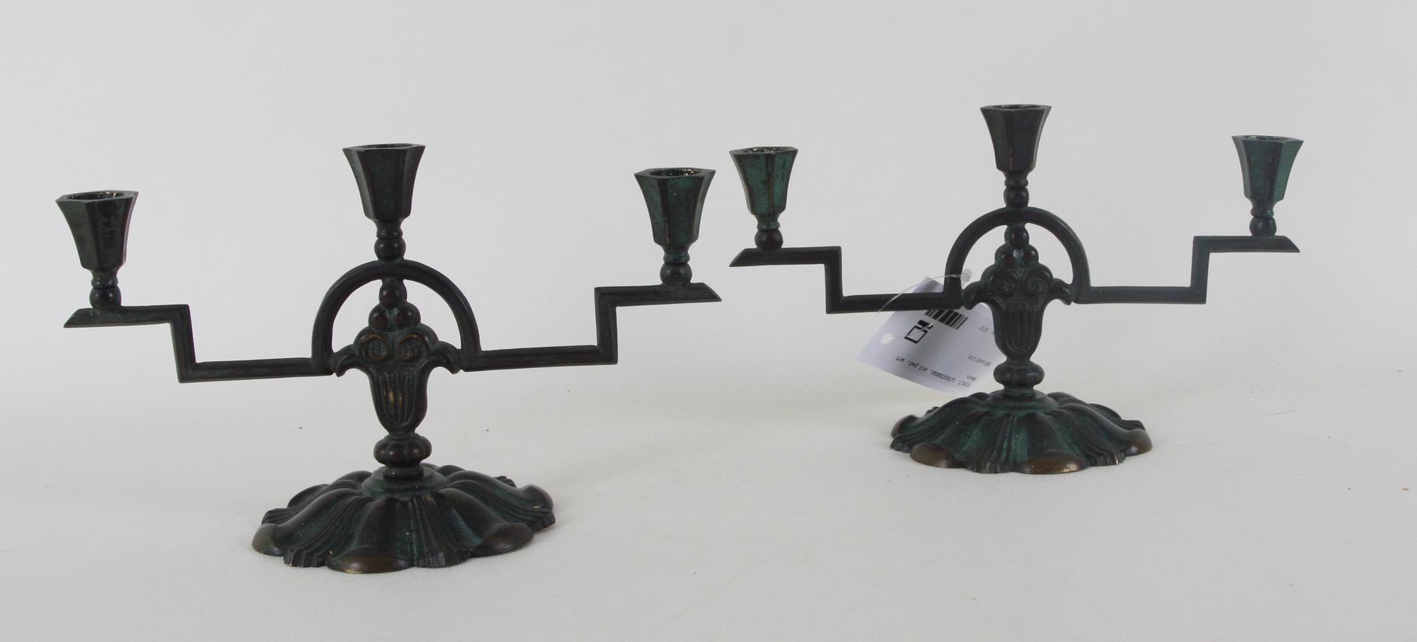 LJUSSTAKAR, ett par, art deco.