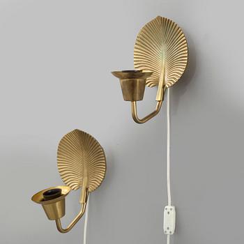 Vägglampor, ett par, mässing, Swedish modern, ASEA, 1900-talets mitt.