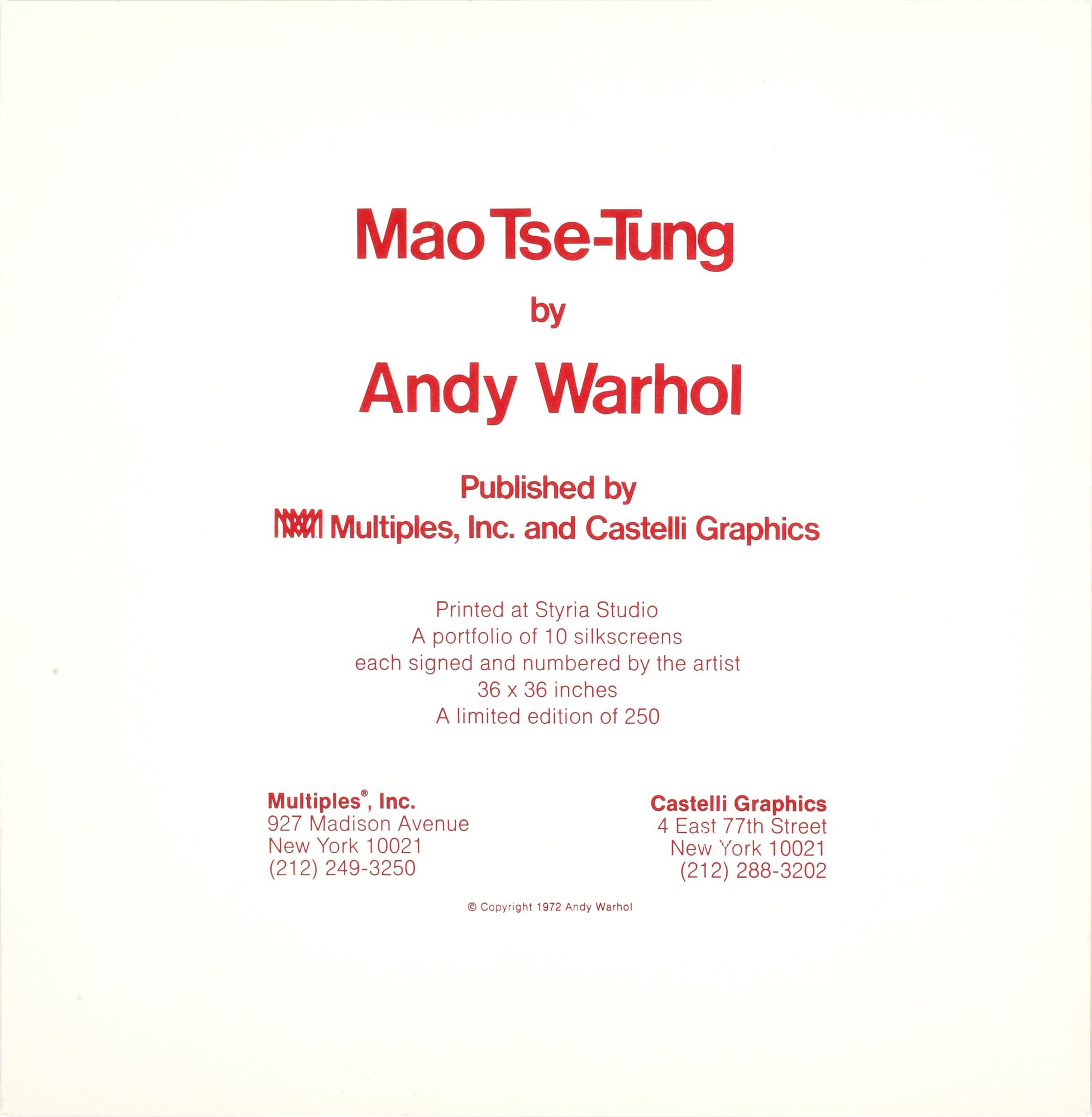ANDY WARHOL, promotionskort, Castelli Graphics, 1972, signerad i svart tusch.