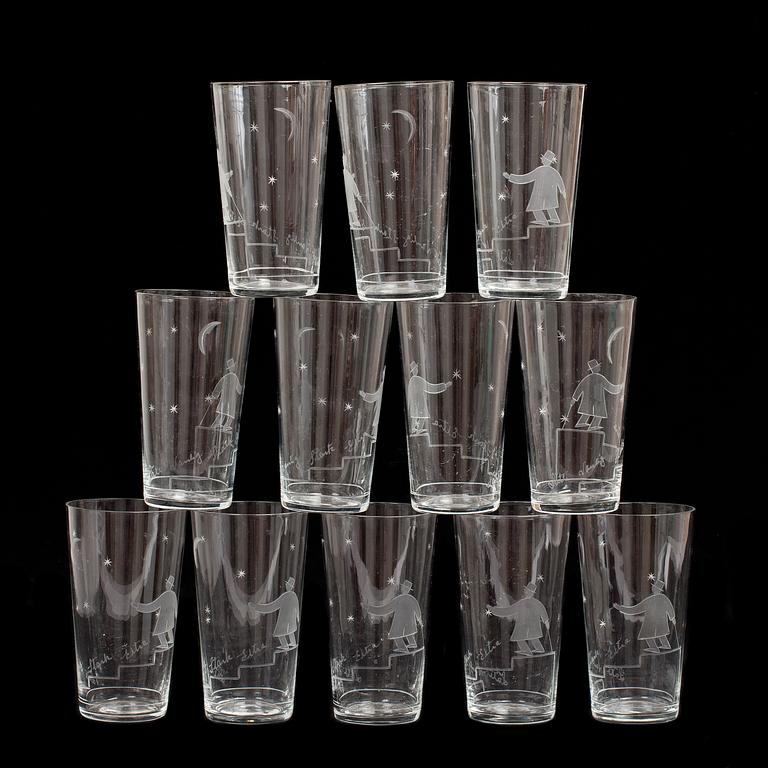 GROGGLAS, 12 st, glas, 1900-talets första hälft.