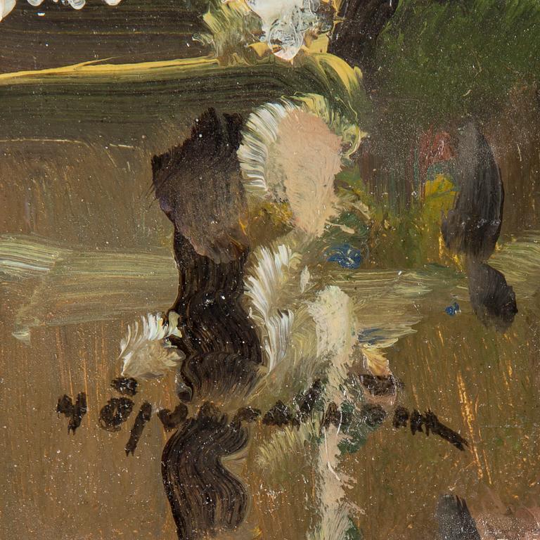 HUGO ÖFVERSTRÖM, olja på pannå, signerad.