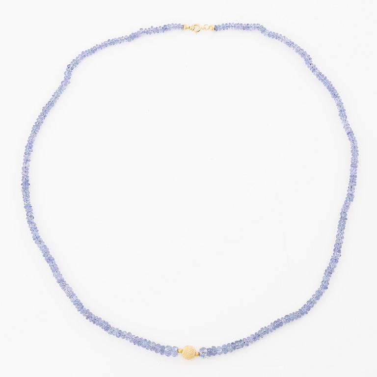 Collier och armband, med tanzaniter, lås 18K guld.