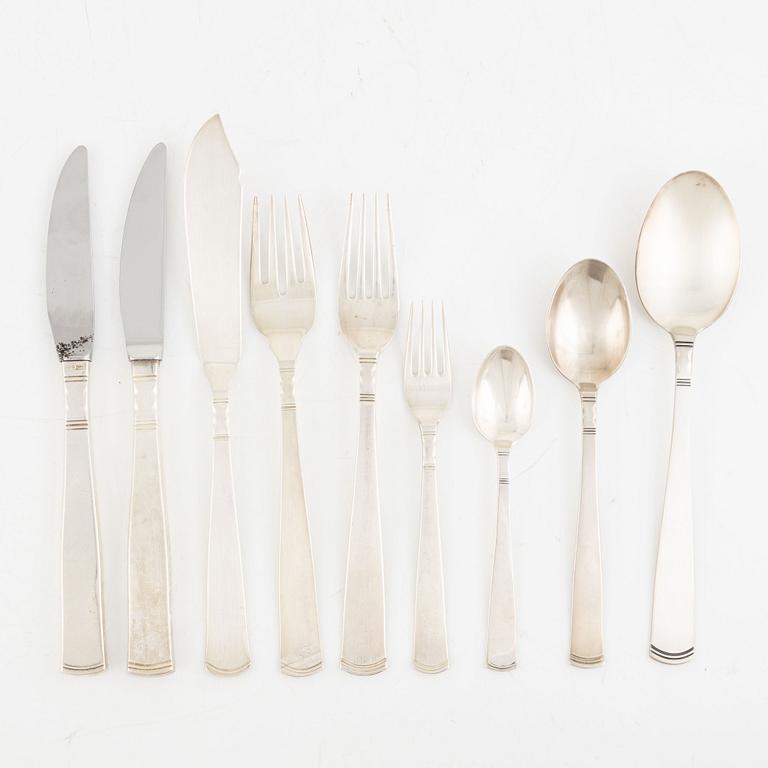 Jacob Ängman, a 90-piece Swedish silver cutlery, model 'Rosenholm', mark of GAB, including Eskilstuna 1990.