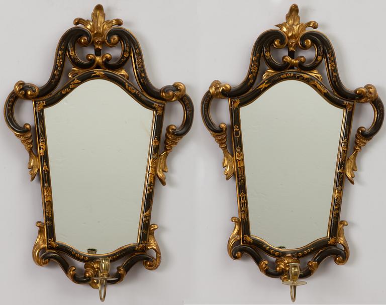 A pair of mirror sconces, Baroque style, 20th century.