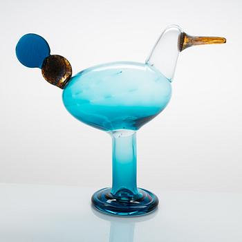 Oiva Toikka, fågel, "Kiikkuri", signerad Oiva Toikka, Nuutajärvi Notsjö.