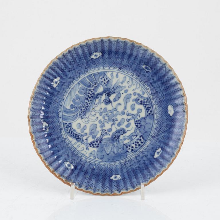 A blue and white Japanese dish, around 1900.