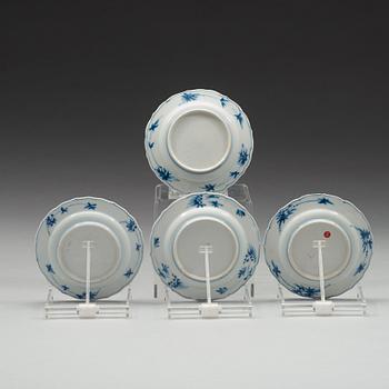 A set of four blue and white dishes, Qing dynasty, Kangxi (1662-1722).