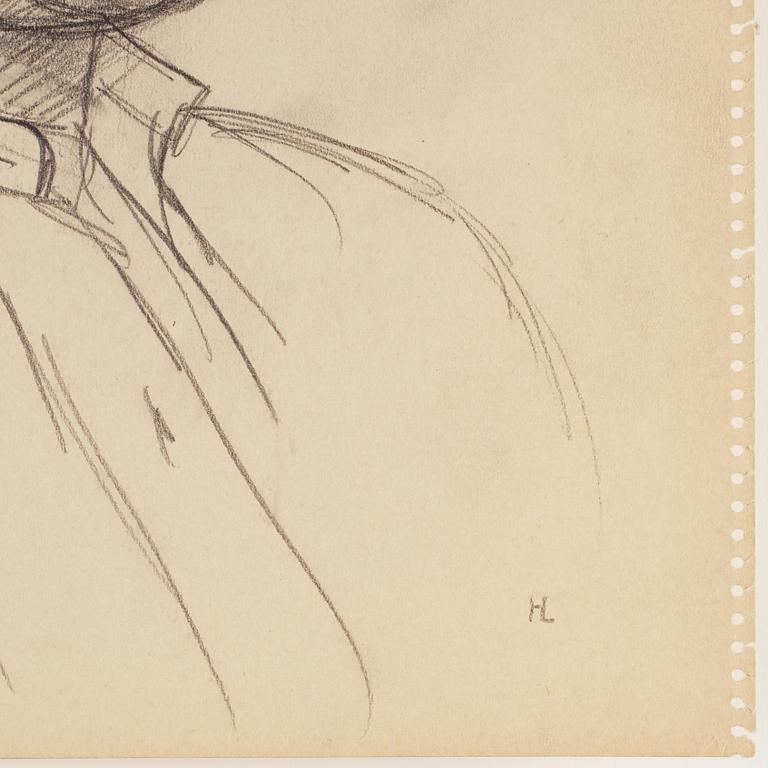 HILDING LINNQVIST, blyertsteckning, signerad HL.