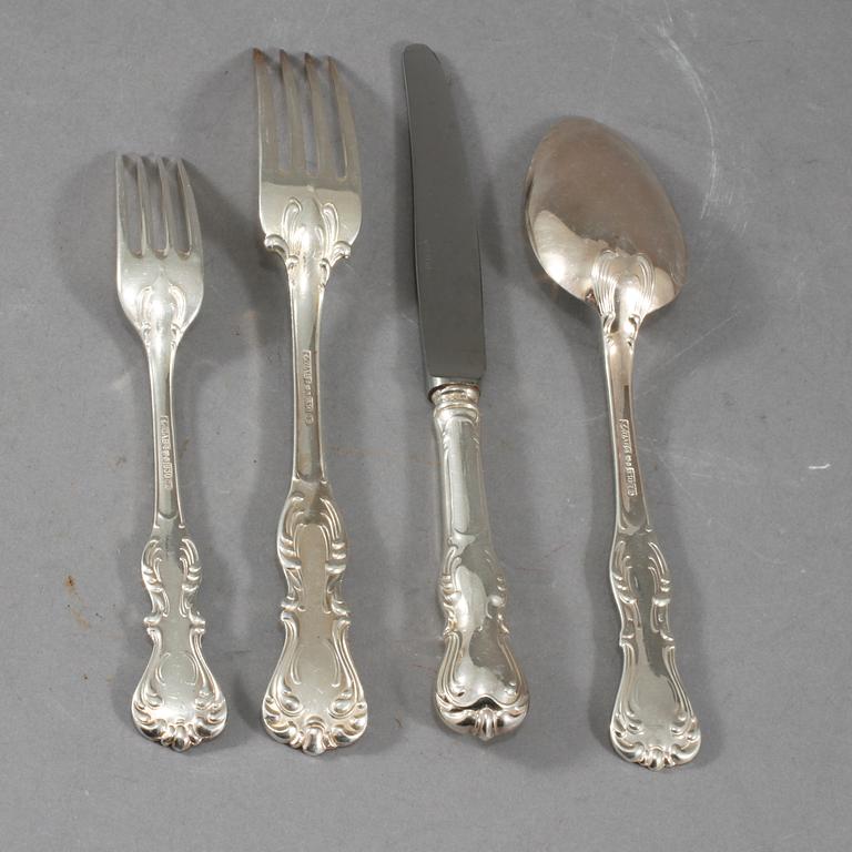 BESTICKSERVIS, 47 delar, silver, "Prins Albert", GAB samt C G Hallberg, 1900-talets andra hälft, total vikt ca 1910 g.
