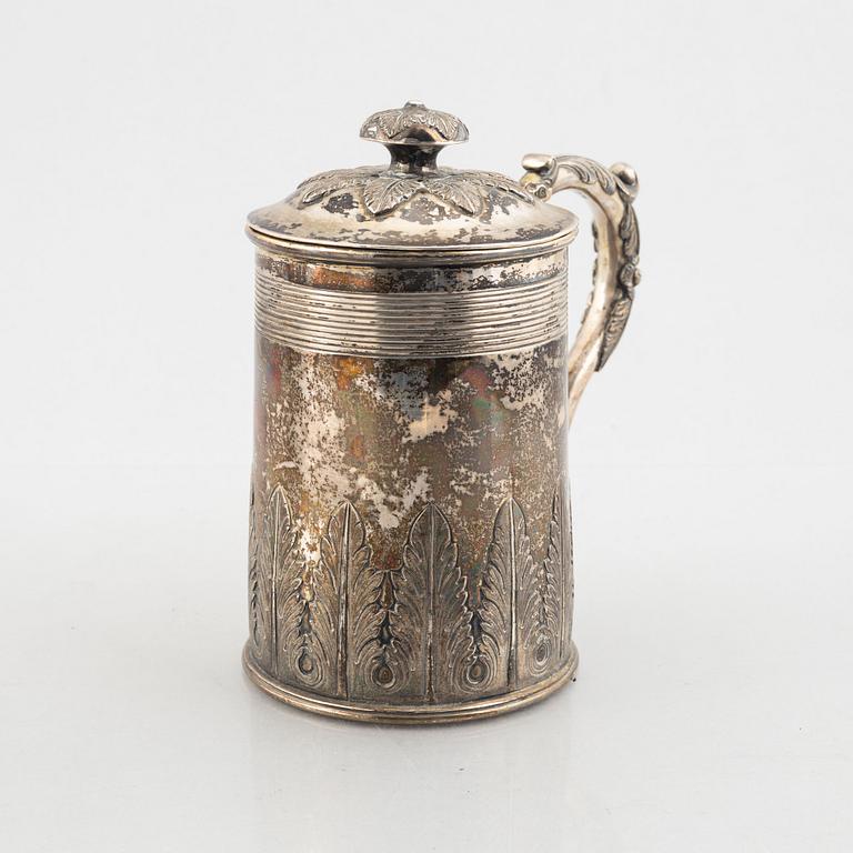 A silver tankard, possibly USA or Canada, with Swedish import marks.