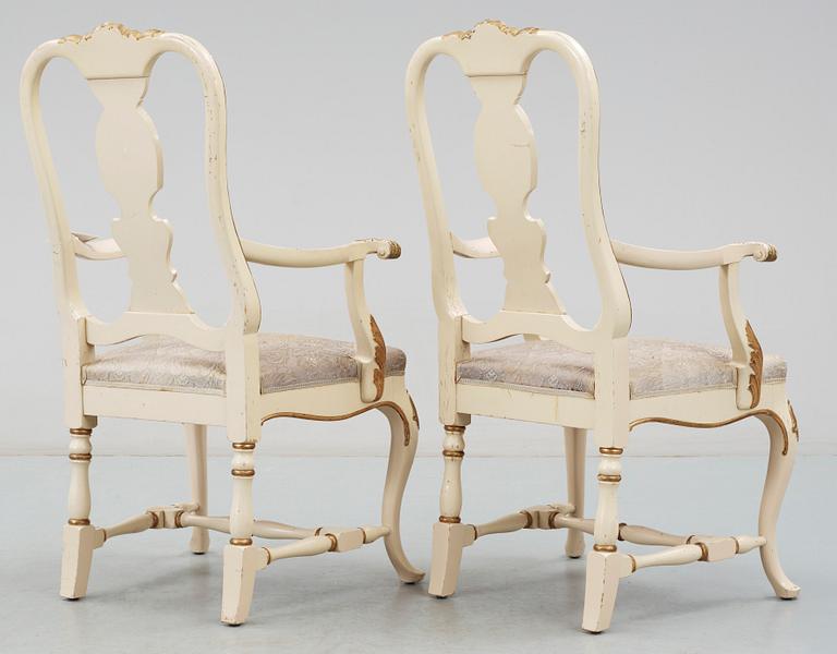 MATSALSGRUPP, 18 delar, rokokostil, Lysberg  och Hansen A/S, Kgl. Hofleverandör Palaegade Köbenhavn,1900-tal.