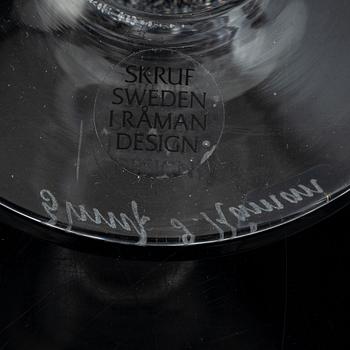 Ingegerd Råman, vinglas, "Bellman", 14 + 6 st, Skrufs Glasbruk, signerade.