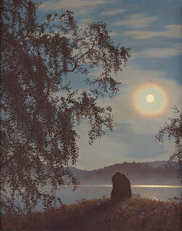 Gustaf Fjaestad, Moon reflecting on water, scene from Lidingö on the outskirts of Stockholm).