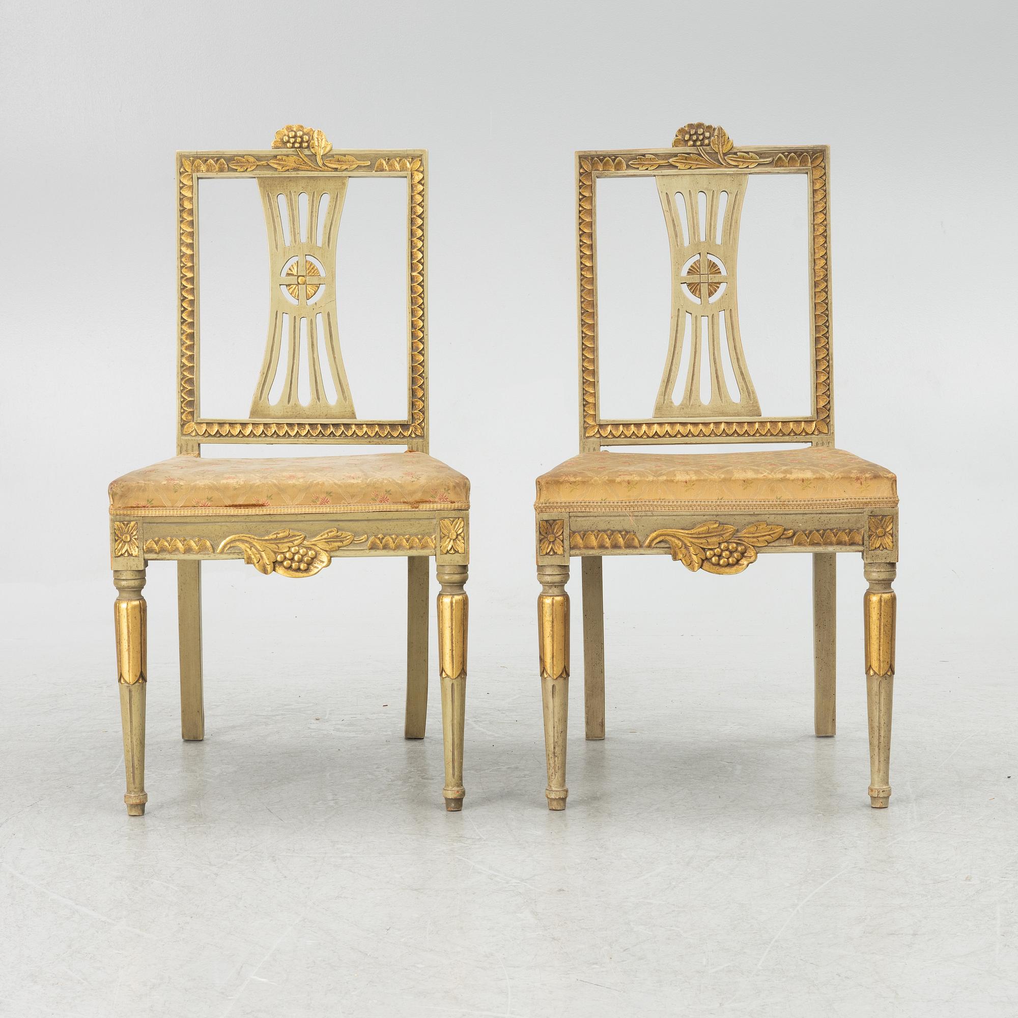 Stolar, 10 st, 1900-talets första hälft/mitt, Gustaviansk stil.