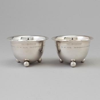 a pair of silver bowls by W.A Bolin, Stockholm 1931.
