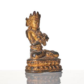 Adibuddha Vajradhara, förgylld kopparlegering, Sino-tibetansk, 1400/1500-tal.