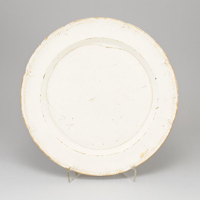 A Swedish Rörstrand creamware dish, end of 18th Century. And a white glazed creamer, probably 18th Century.