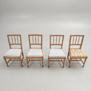 Chairs, 4 pcs, late Gustavian, 19th century.