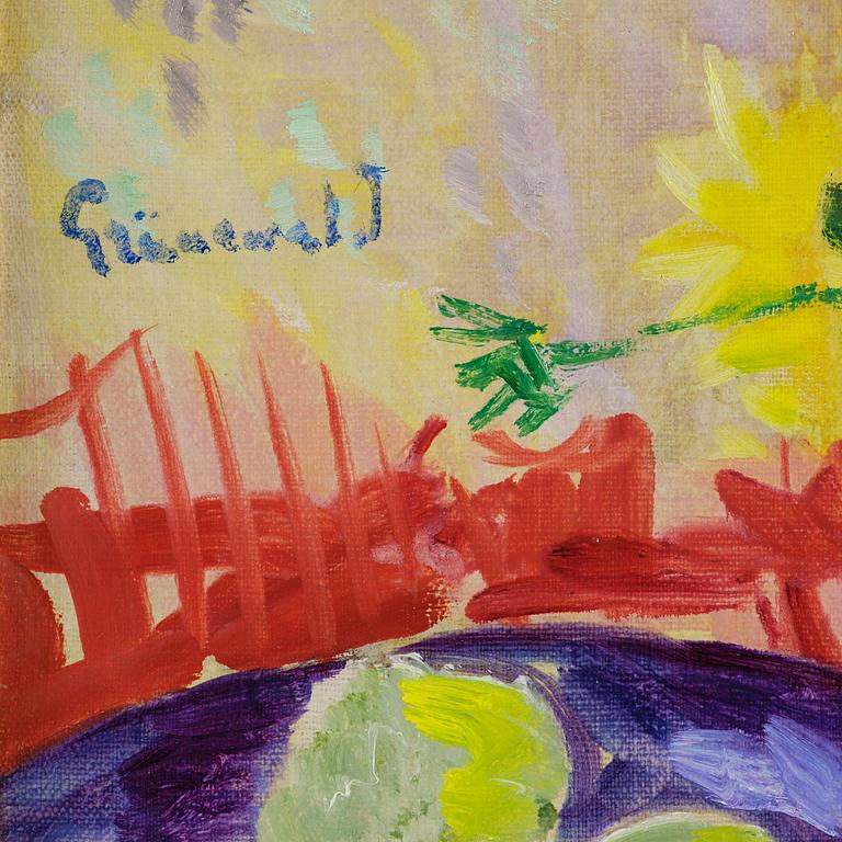 Isaac Grünewald, Stilleben med amaryllis i grön vas.