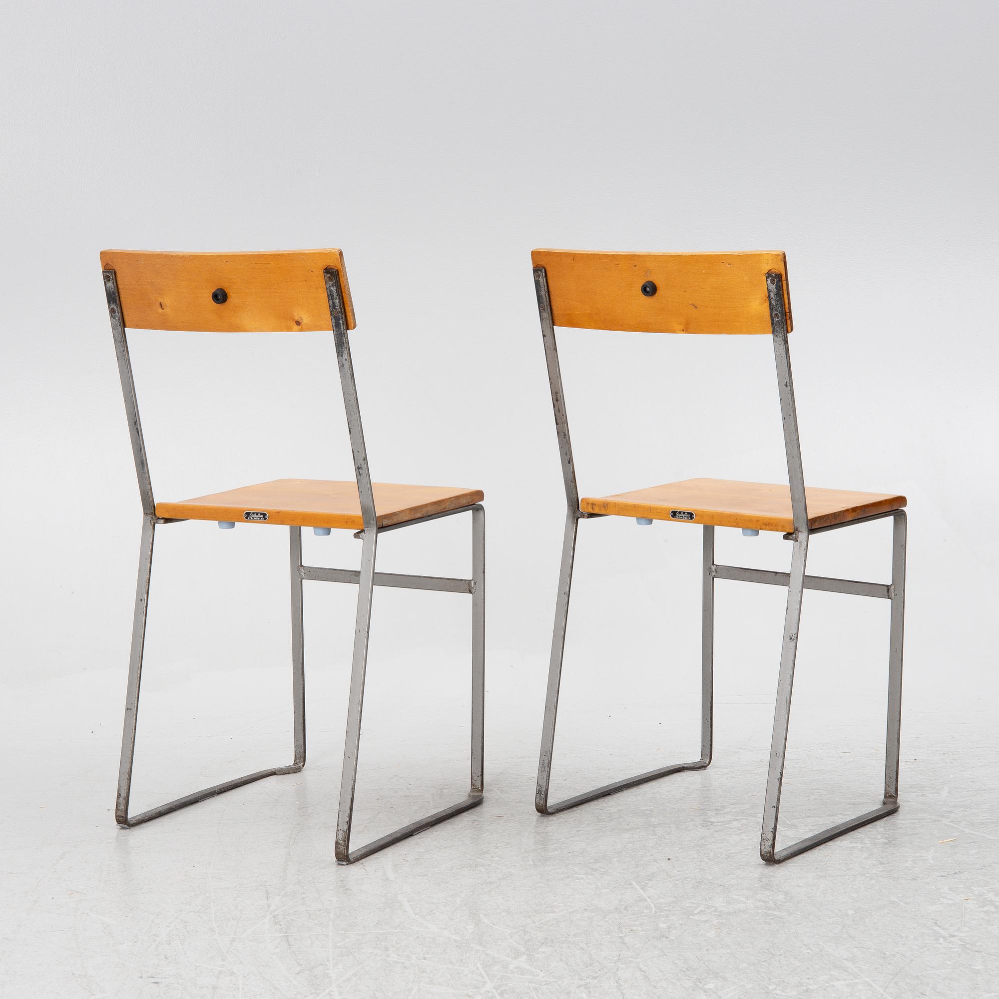 Six 'Chair 10', mid-20th century. Grythyttan's steel furniture. First half of the 20th century.