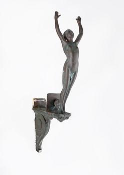 VÄGGLAMPETT, brons, art deco, 1920-tal.