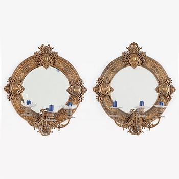 SPEGELLAMPETTER, ett par, nyrenässans, 1800-talets slut.