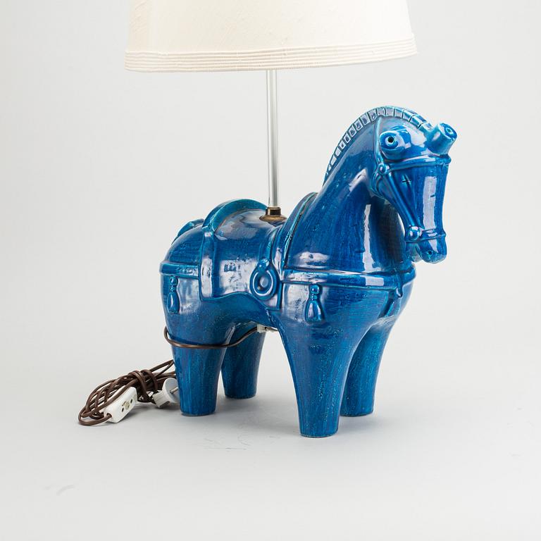 ALDO LONDI, BORDSLAMPA, blå häst, för Bitossi Italien.