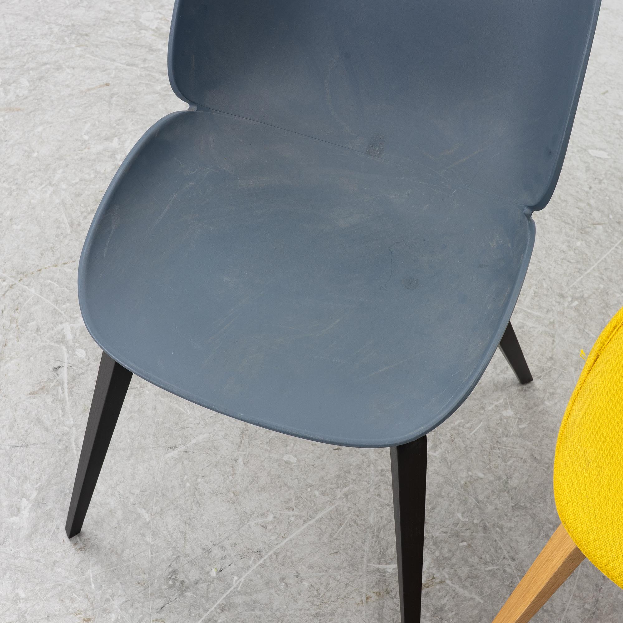 GamFratesi, two 'Beetle' chairs, Gubi, Denmark.