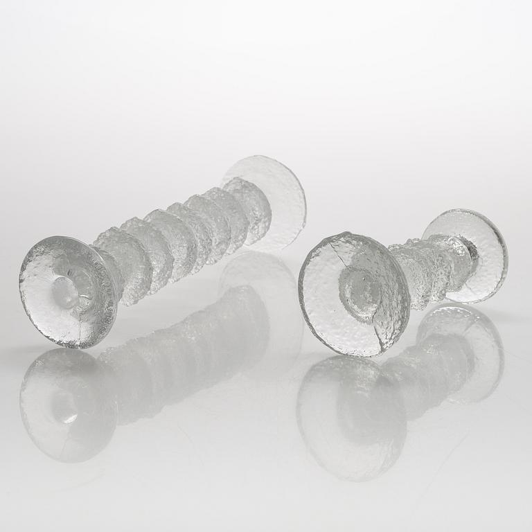 Timo Sarpaneva, a set of nine 'Festivo' glass candlesticks for Iittala.