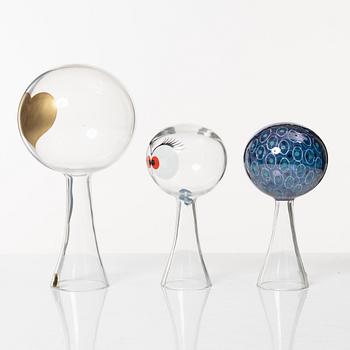 Kjell Blomberg, a set of ten 'Klothepp' glass sculptures, Gullaskrufs glasbruk, Sweden, 1960's.