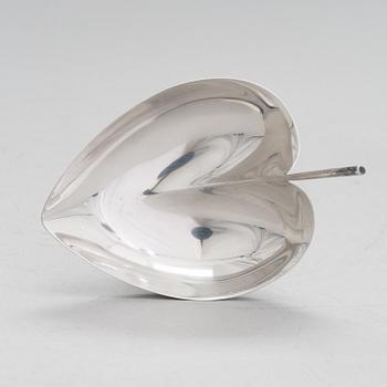 TAPIO WIRKKALA, A leaf shaped silver bowl, marked TW, Kultakeskus, Hämeenlinna 1956. Design year 1954.