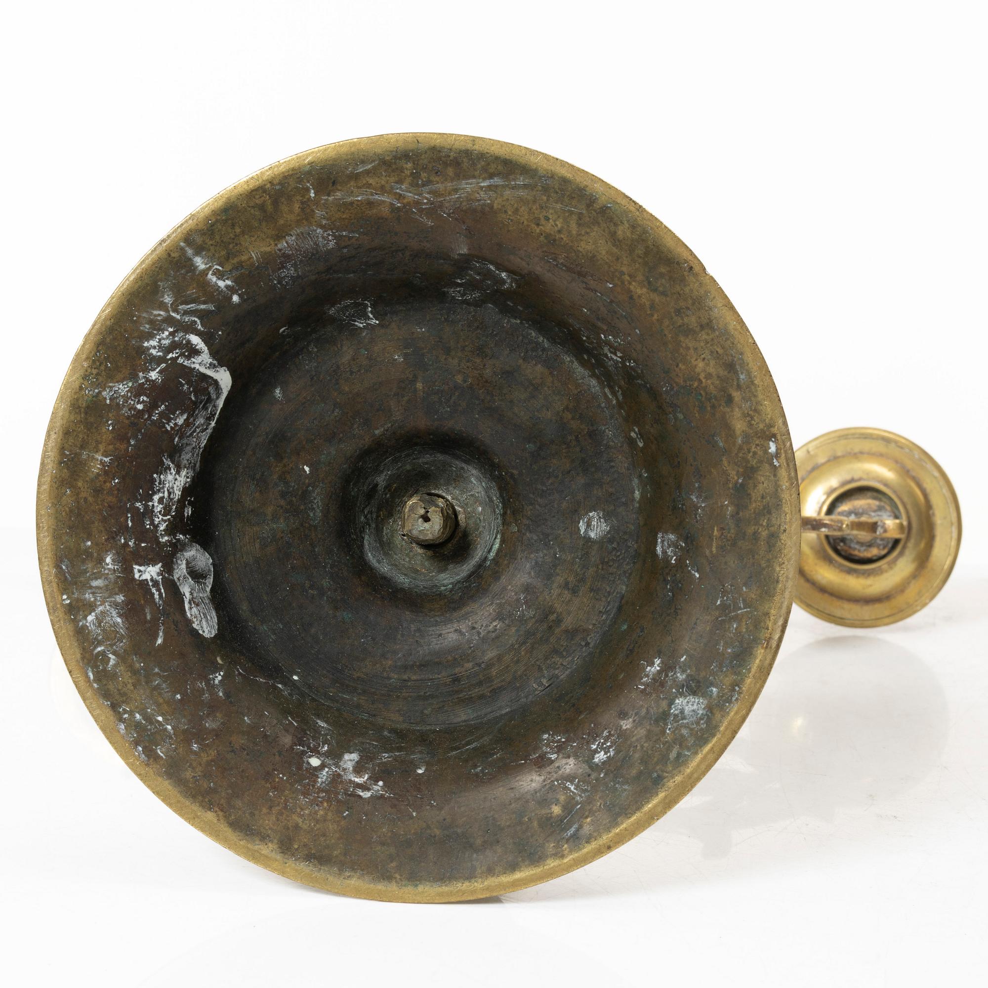 A pair of Baroque style brass candelabras, 20th century.