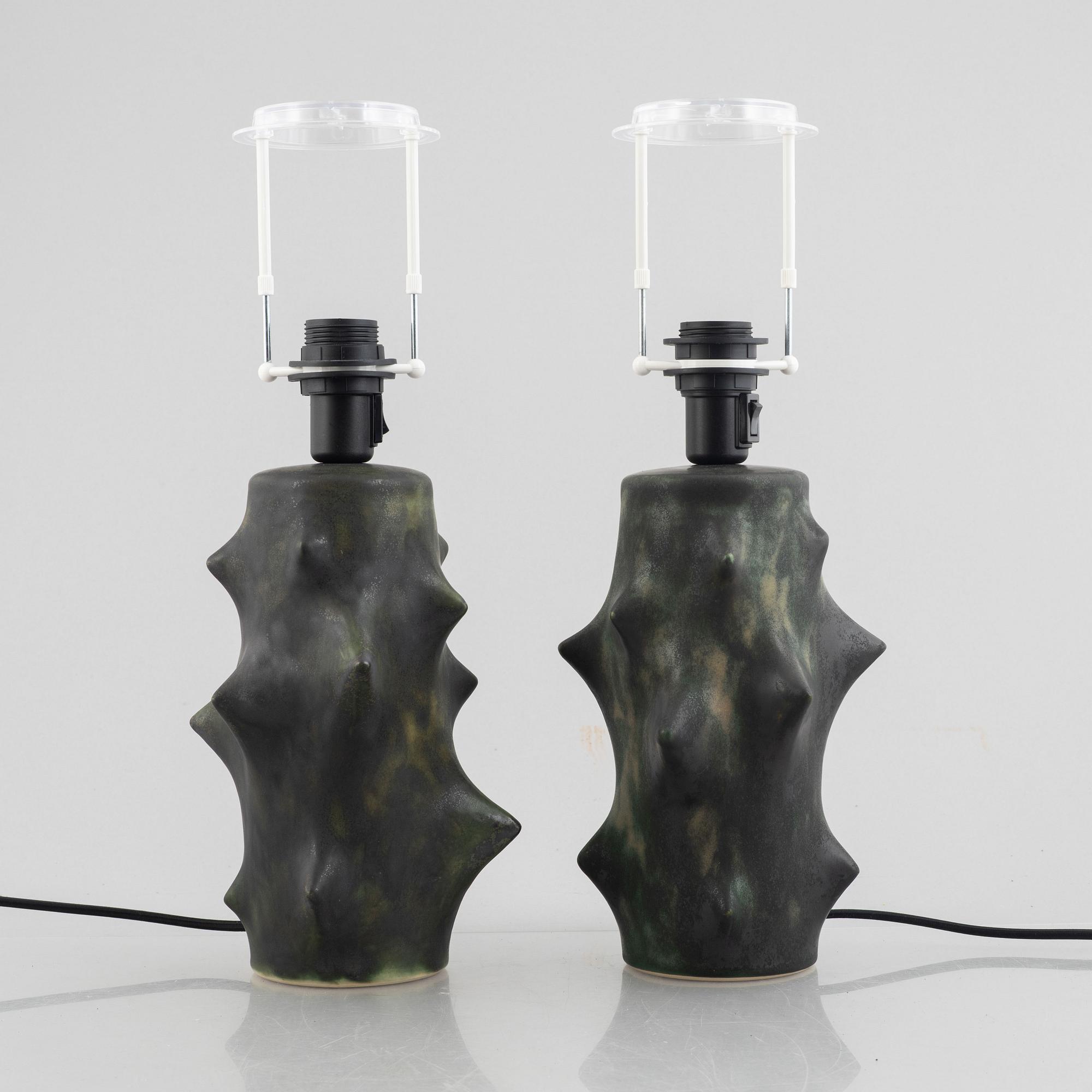 Knud Basse, a pair of  "Rosentorn" table lamps, Michael Andersen & Son, Denmark.