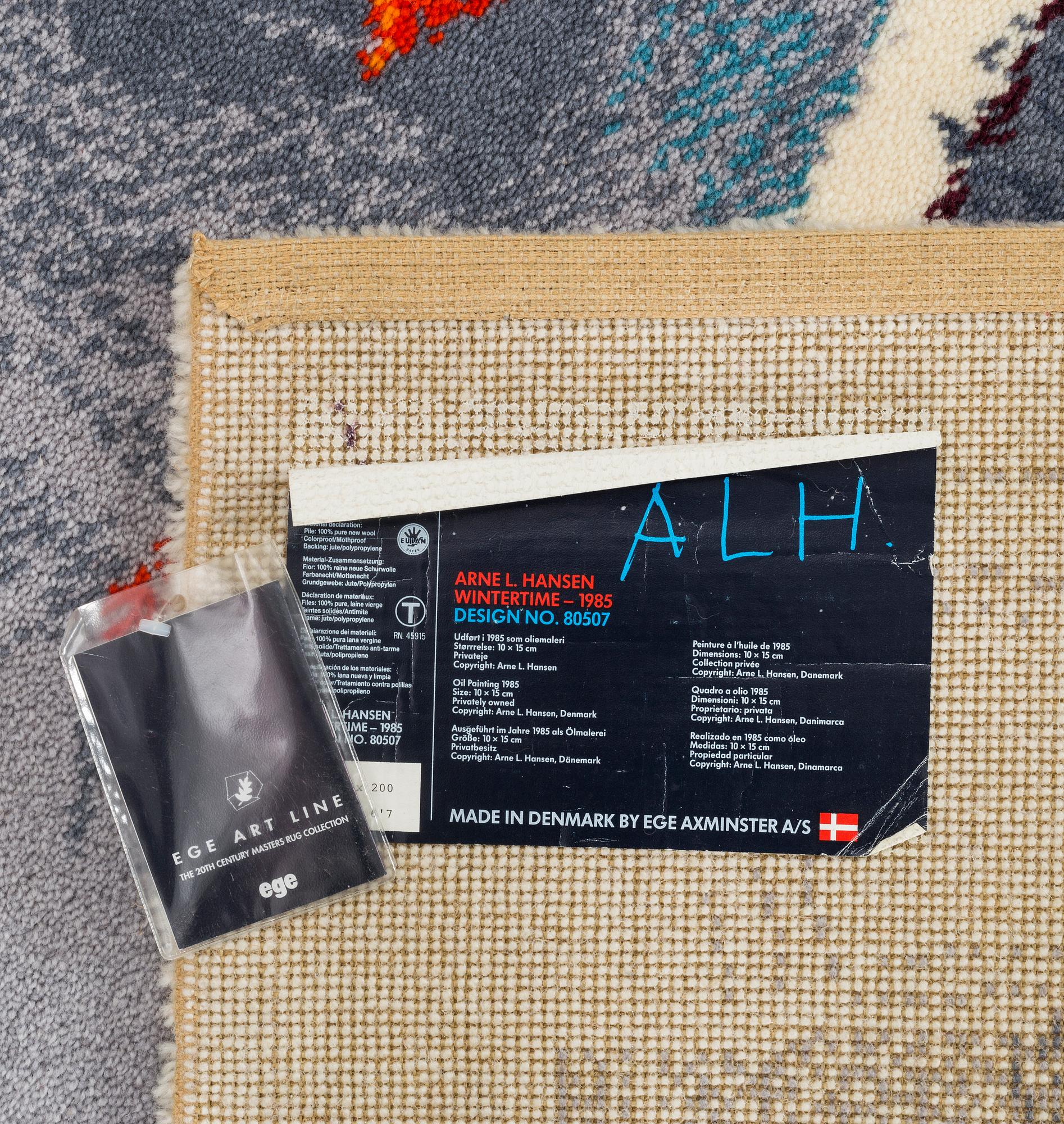 MATTA  efter Arne L Hansen tuftad ull Ege art line Danmark "The 20th century master collection" ca 140 x 200 cm.