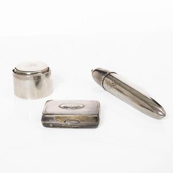 Two silver boxes and a cigarr case, including David Andersen & Co, Stockholm 1928.