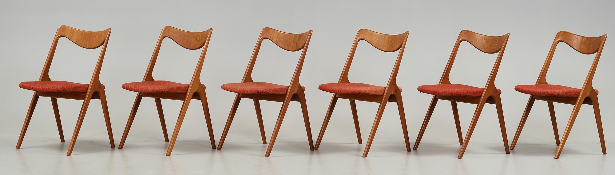 A set of six chairs by Albin Johansson & sons, Hyssna, 1950s/60s.