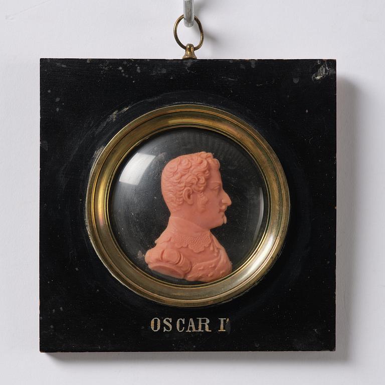 A set of twenty wax portraits of Swedish monarchs, late 19th century.