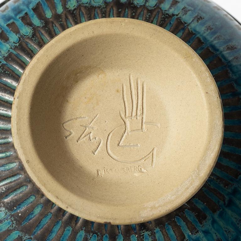 Stig Lindberg, skål på fot, stengods, Gustavsbergs Studio 1964.