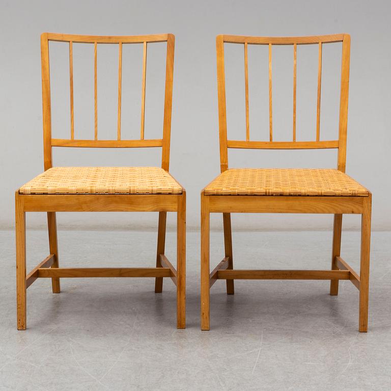 JOSEF FRANK, a set of six elm and rattan dining chairs, model 800.