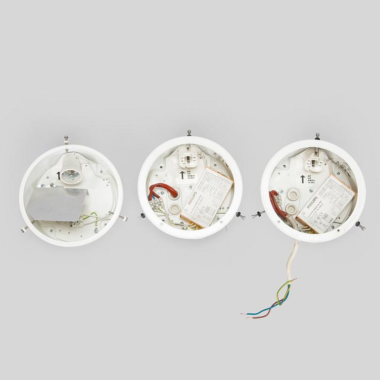 Arne Jacobsen, set of three ceiling lamps/wall lamps, "AJ-Eklipta", Louis Poulsen, Denmark.