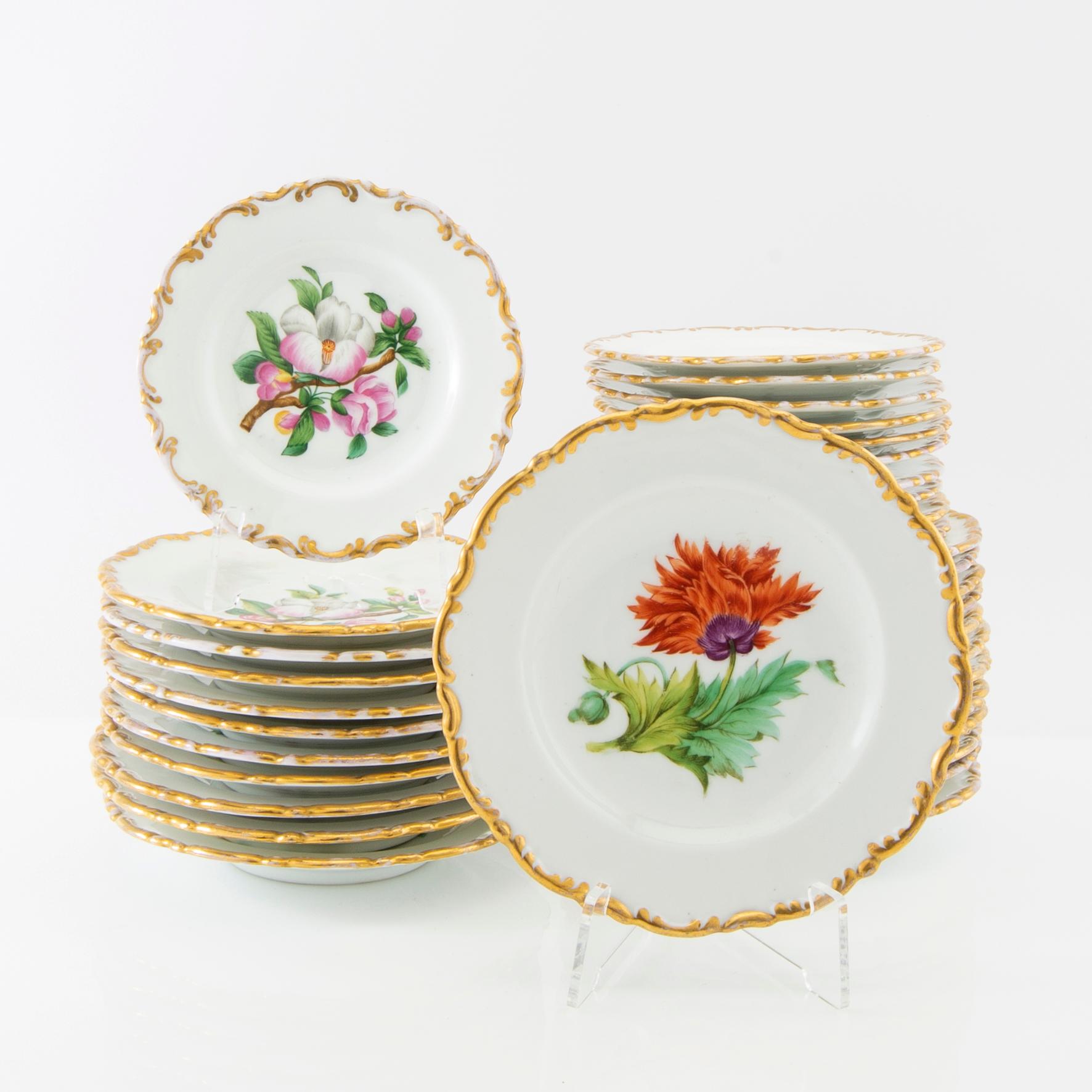 Side plates 30+11 pcs 19th century second half, porcelain.