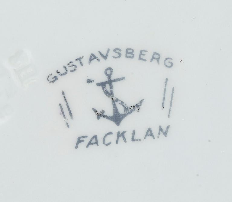 SERVISDELAR, 75 delar, benporslin, "Facklan", Wilhelm Kåge, Gustavsberg, 1930-tal.