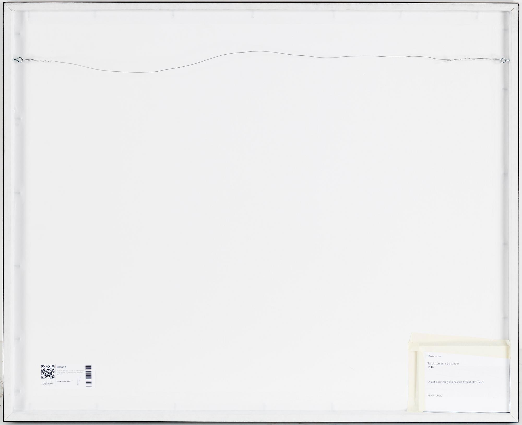 PETER WEISS, mixed media on paper, signed and dated 46.