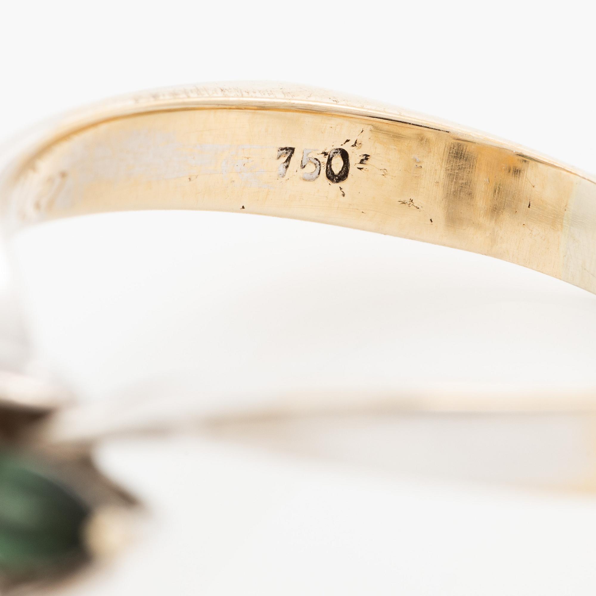 Ring, 18K white gold set with brilliant-cut diamonds and tourmalines.